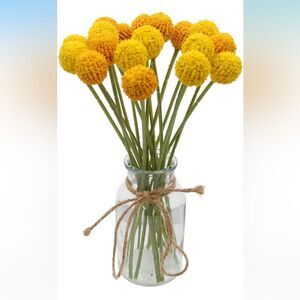 18 Pcs Artificial Billy Ball Flowers Yellow & Orange